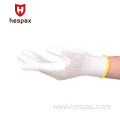 Hespax Antistatic Cleanroom Assembly White PU Nylon Gloves